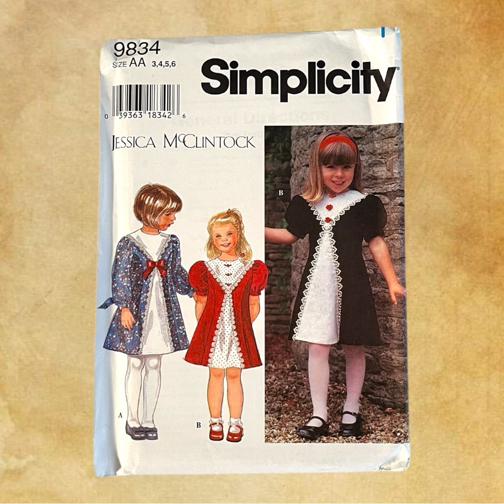 Simplicity 1995 Uncut Children’s Dress Pattern - Jessica McClintock Sizes 3-6